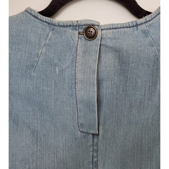 Hope and Harlow New Frayed Sleeveless Relaxed Fit Denim Shift Dress - Size 2 - Picture 5 of 6
